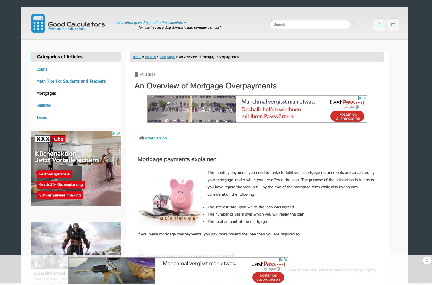 An example website using ezoic Ads