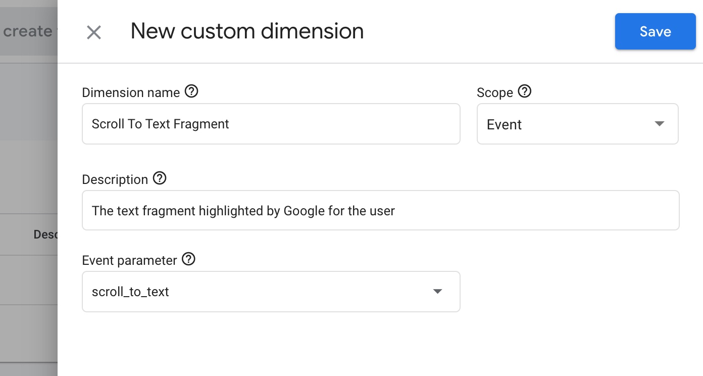 The custom dimension based on the parameter
