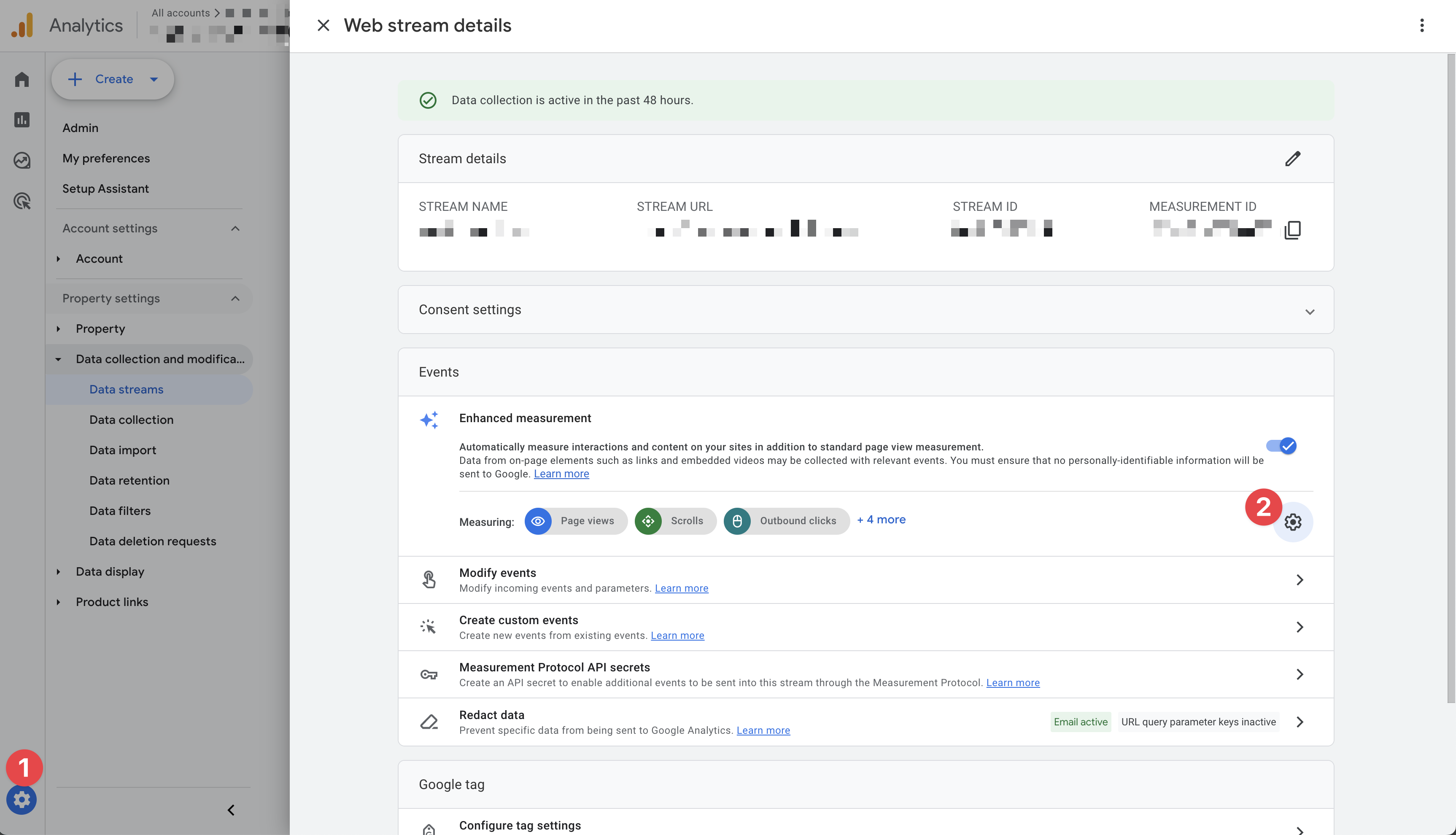 Screenshot of Web Stream Details in GA4.