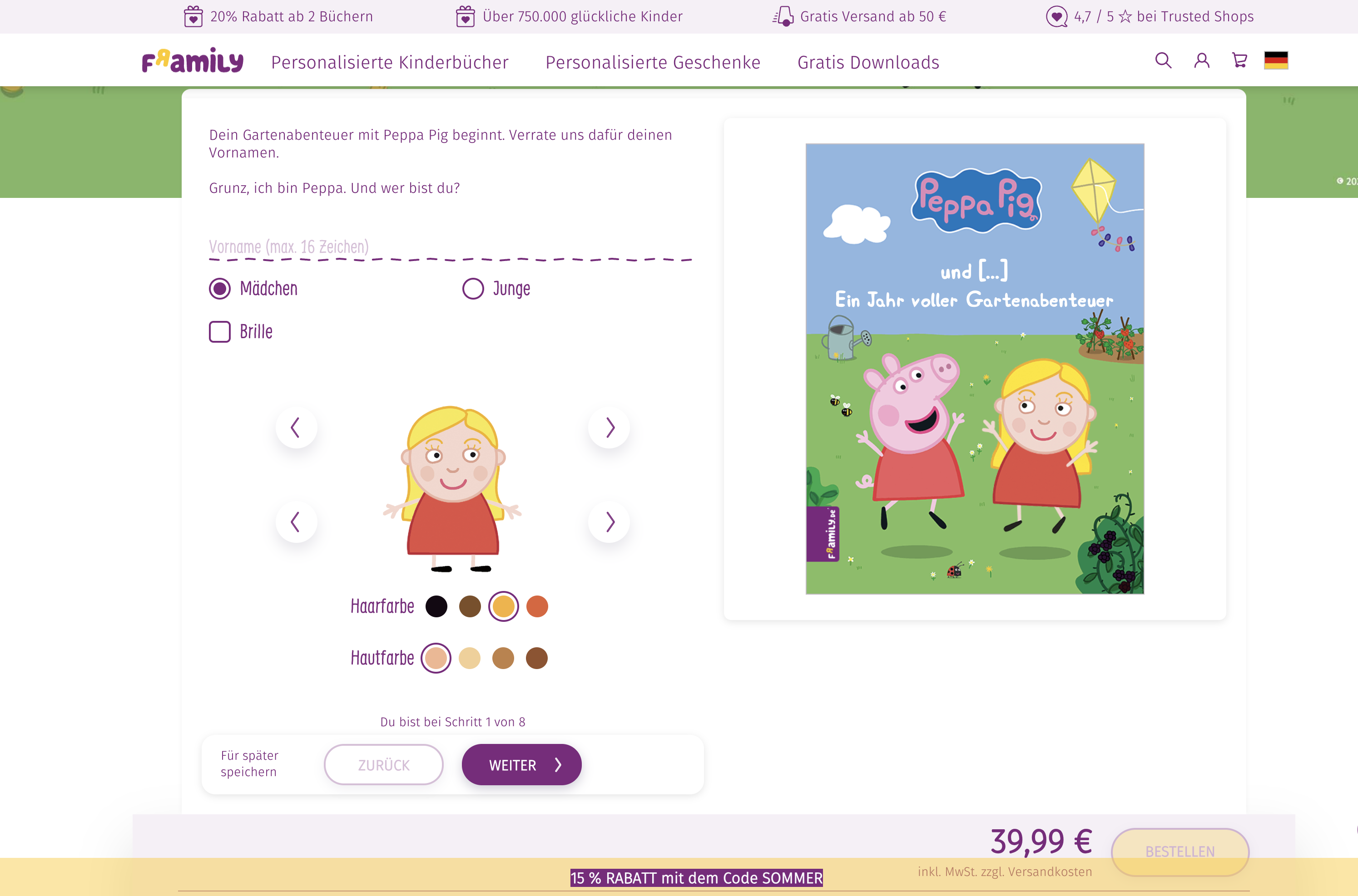 Screenshot of a product detail page from framily.com
